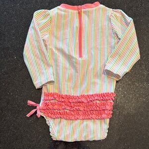 Ruffle Butts Rainbow Striped Kids Swim One Piece